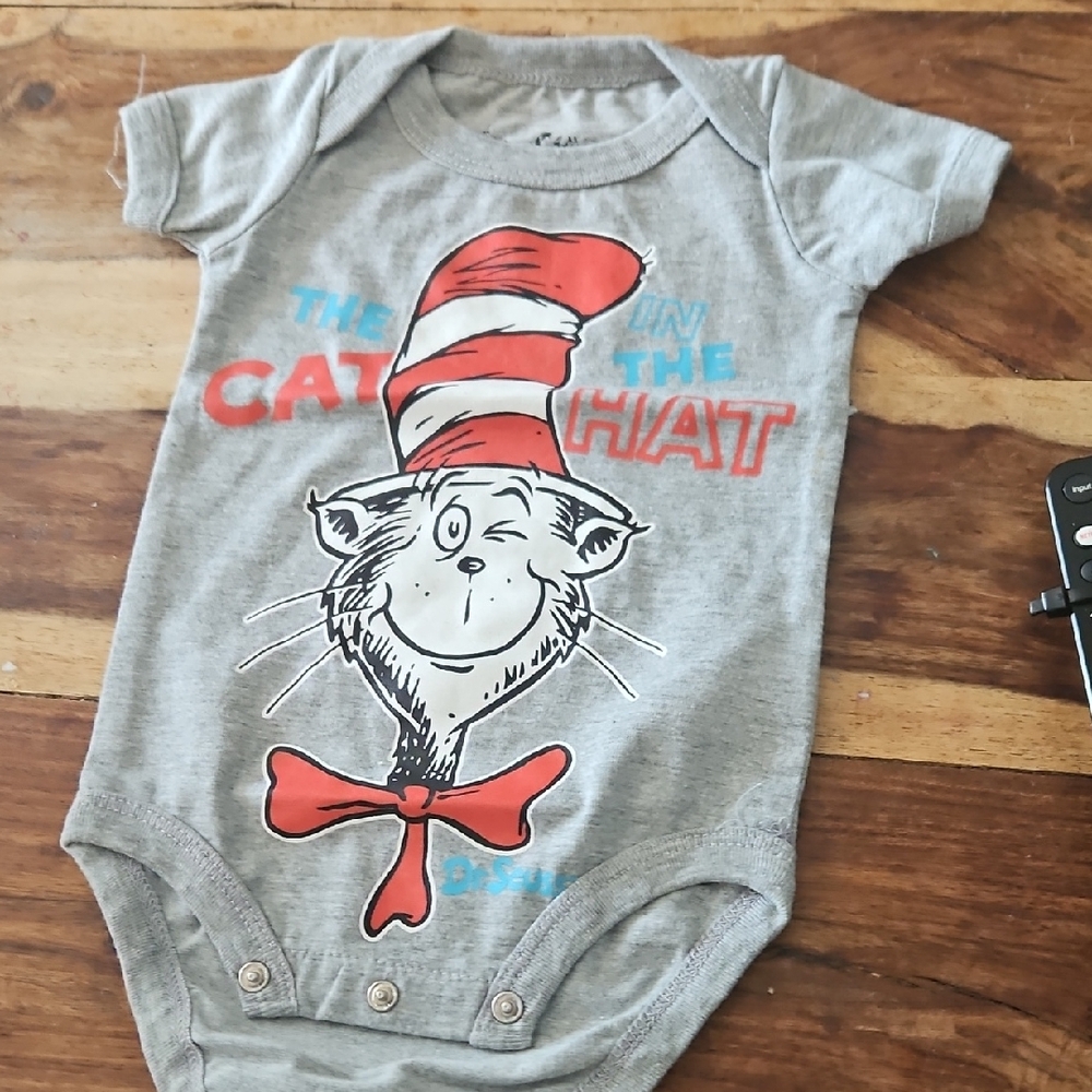 Dr. Seuss Gray and Red Cat in the Hat Bodysuit